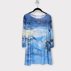 NEW Le Galeriste Patti Tunic Cheryl King Surf Print Long Sleeve Women’s Medium